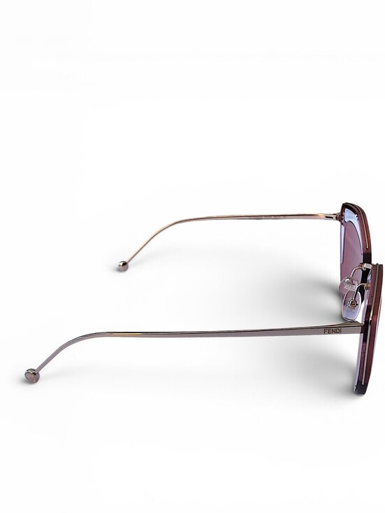 Fendi Pink Cat Eye Rimless Sunglasses Glitter Detail Gold Tone Italy main image 6